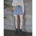 Pocket-accent Denim A-line Skirt