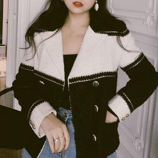 Double Breasted Two Tone Tweed Coat