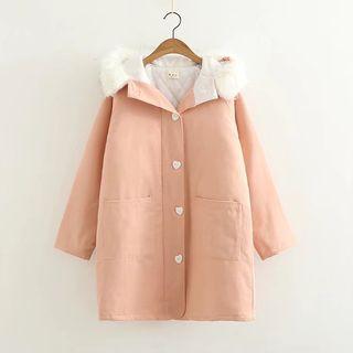 Hooded Quilted Button Jacket