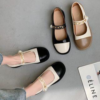 Two-tone Chain Mary Jane Shoes