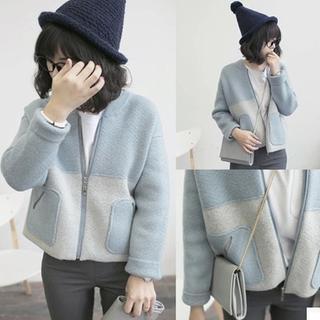 Color-block Zip Knit Jacket