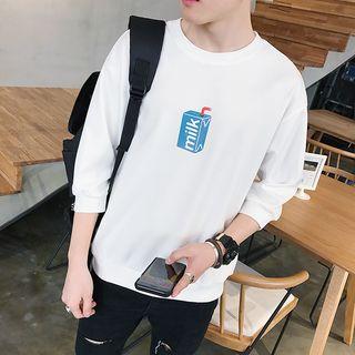 Milk Carton Print 3/4 Sleeve Pullover