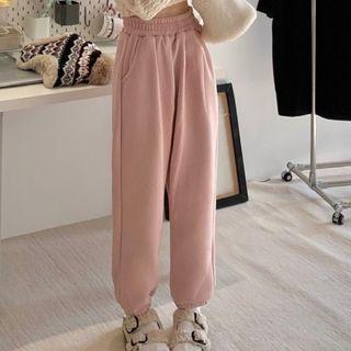 Plain High-waist Crop Sweatpants