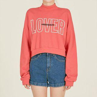 Crew-neck Lettering Cropped Top