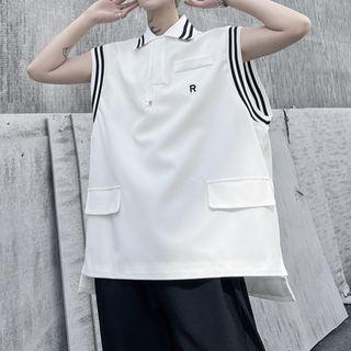 Sleeveless Lettering Polo Shirt