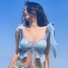 Tie-shoulder Crop Lace Camisole Top