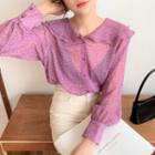 Long-sleeve Floral Print Blouse Purple - One Size