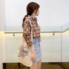 Pocket-front Boxy Checked Shirt Brown - One Size