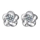 Rhinestone 925 Sterling Silver Flower Earring