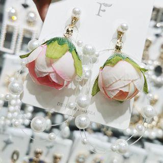 Flower Dangle Earring 1 Pair - White - One Size