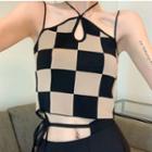 Checkered Camisole Top Camisole - Check - Black & Khaki - One Size