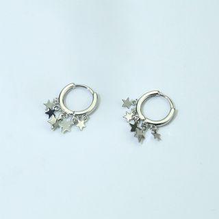 925 Sterling Silver Star Fringed Earring 1 Pair - Multple Star Earring - One Size