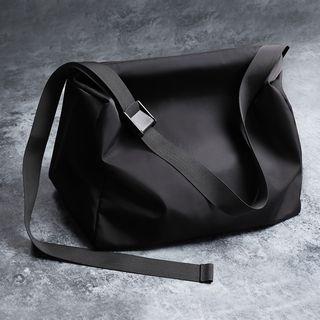 Nylon Plain Crossbody Duffel Bag Black - One Size