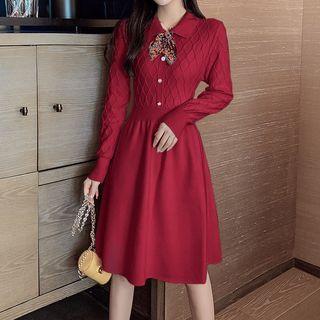 Long Sleeve A-line Knit Dress