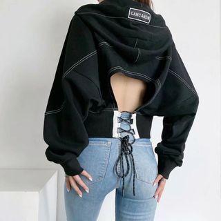 Contrast Stitched Zip Hoodie