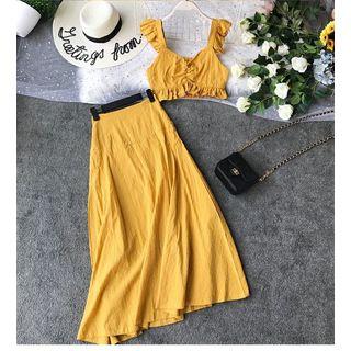 Set: Ruffle Trim Camisole + Maxi A-line Skirt