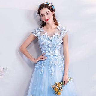 Butterfly Applique Sleeveless Wedding Ball Gown