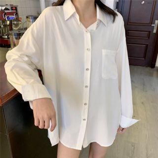 Long-sleeve Blouse White - One Size