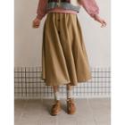Button-front Canvas Long Flare Skirt