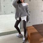 Long-sleeve Cold Shoulder T-shirt / V-neck Sweater / Leggings