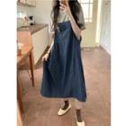 Plain Loose-fit Short-sleeve T-shirt / Loose-fit Denim Jumper Dress