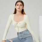 Eco-friendly Long-sleeve Lace-up Crop Top