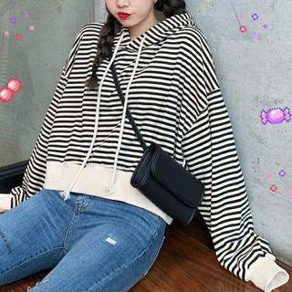 Long Sleeve Striped Cropped Hoodie