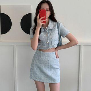 Tweed Set: Cropped Jacket + Miniskirt
