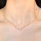 Flower Pendant Faux Cat Eye Stone Alloy Necklace Necklace - Rose Gold - One Size