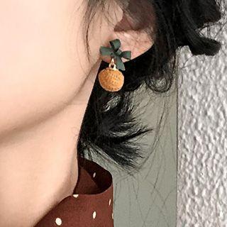 Bow & Wooden Bead Dangle Earring