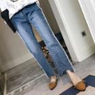 Straight-leg Stripe Trim Jeans
