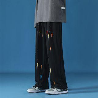 Paint-splattered Straight Leg Pants