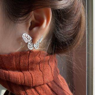 Butterfly Alloy Earring 1 Pair - Earrings - Silver - One Size