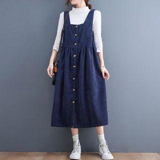 Corduroy Single-breasted Jumper Skirt