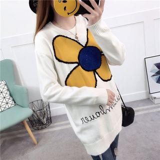 Flower Print Long Sweater