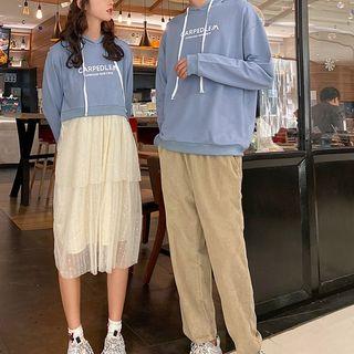 Couple Matching Lettering Hoodie / Midi A-line Hoodie Dress