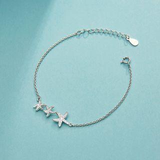 925 Sterling Silver Rhinestone Starfish Bracelet