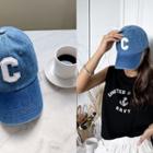Letter Denim Baseball Cap Blue - One Size