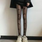 Ribbon Fishnet Tights Black - One Size
