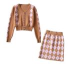 Cropped Argyle Cardigan / Knit Pencil Skirt