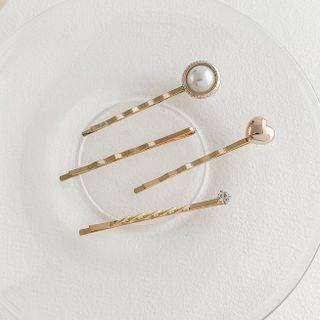 Faux Pearl Hair Clip No 05 - Gold - One Size