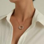 Hoop Pendant Alloy Necklace Silver & Rose Gold & Gold - One Size