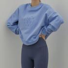 [nefct] Letter-embroidered Sweatshirt Blue - One Size