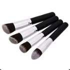 Set Of 4: Makeup Brush G-04-027 - 4 Pcs - Silver Black - L