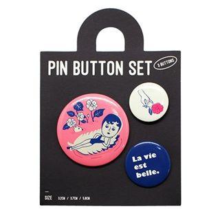 Oohlala - Set Of 3: Printed Brooch