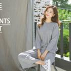 Set: Raglan-sleeve T-shirt + Wide-leg Pants