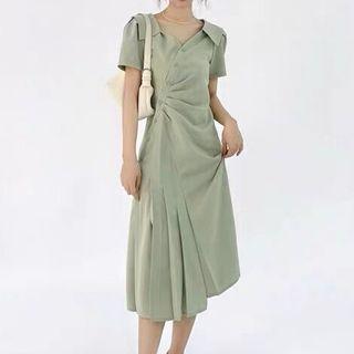 Short-sleeve Asymmetrical Shirt Dress (various Designs)