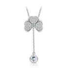 925 Sterling Silver Three-leafed Clover Necklace With White Austrian Element Crystal Silver - One Size