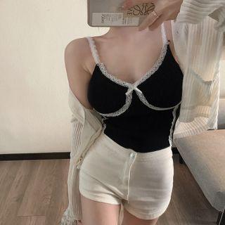 Lace Trim Camisole Top / Caridgan