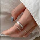 925 Sterling Silver Chain Layered Open Ring E197 - Silver - One Size